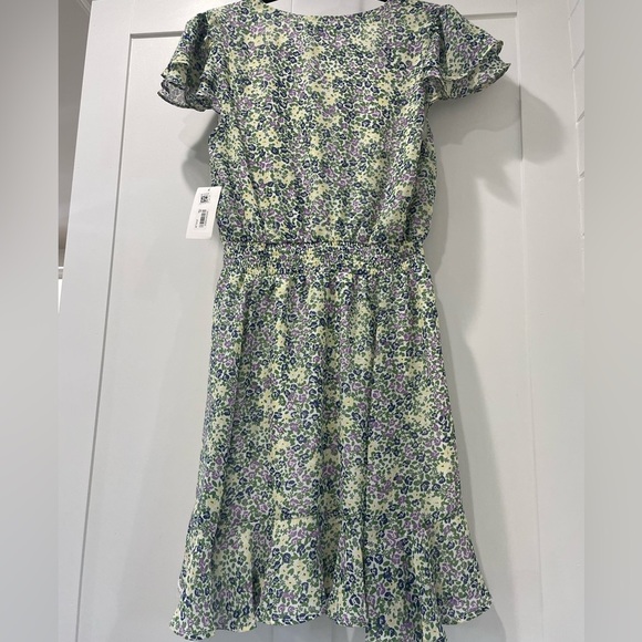 Crystal Doll Floral Mini Dress - Green and Purple - Picture 2 of 3